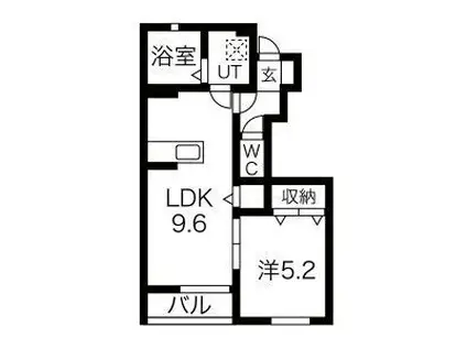 コンフォルト結(1LDK/1階)の間取り写真