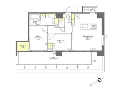 プライムメゾン浅草橋(2LDK/13階)の間取り写真