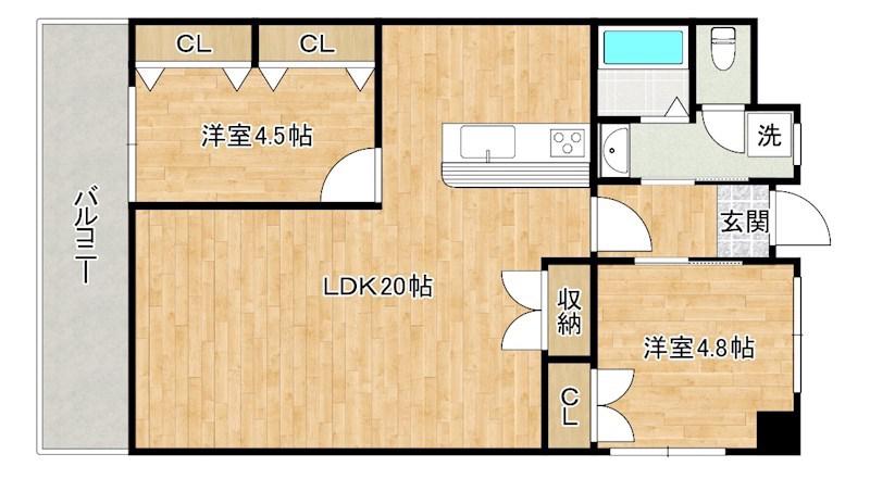 第17共立ビル(2LDK/6階)の間取り写真