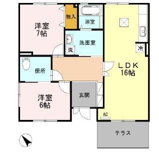 ラミアカーサK(2LDK/1階)の間取り写真