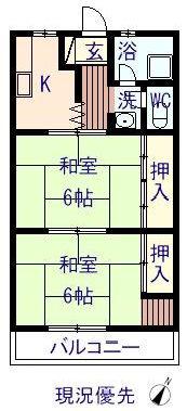 田頭ビル(2K/2階)の間取り写真