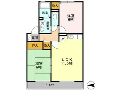 ロイヤルガーデン永田A(2LDK/1階)の間取り写真