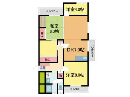 安倉第一団地8号棟(4LDK/4階)の間取り写真