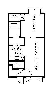 ティンバーヴィレッジ(1DK/2階)の間取り写真