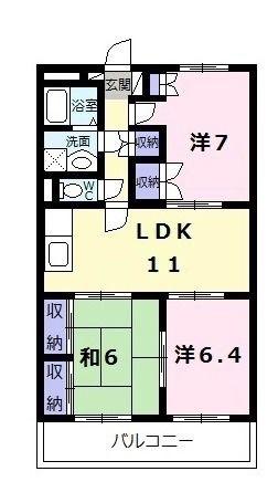 エスポワールMII(3LDK/4階)の間取り写真