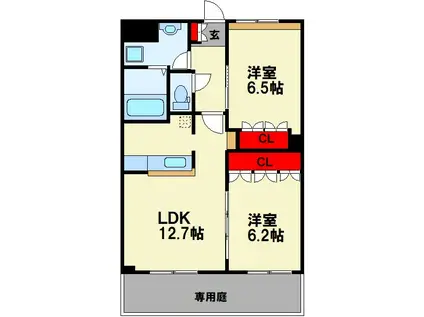 サンライズノアII(2LDK/1階)の間取り写真