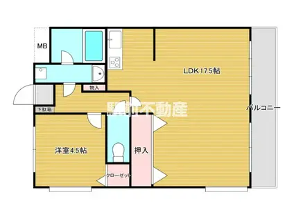 トーカンマンション久留米駅東(1LDK/3階)の間取り写真