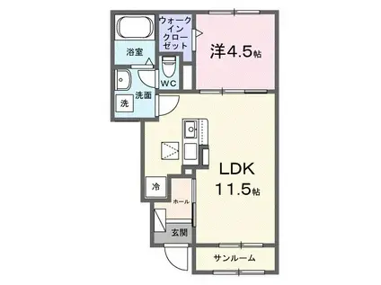 ヴォーグII(1LDK/1階)の間取り写真