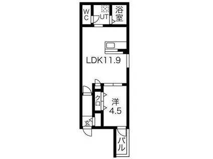 DEVELD千原(1LDK/1階)の間取り写真