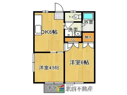 ニーヴェKOGA(2DK/2階)の間取り写真