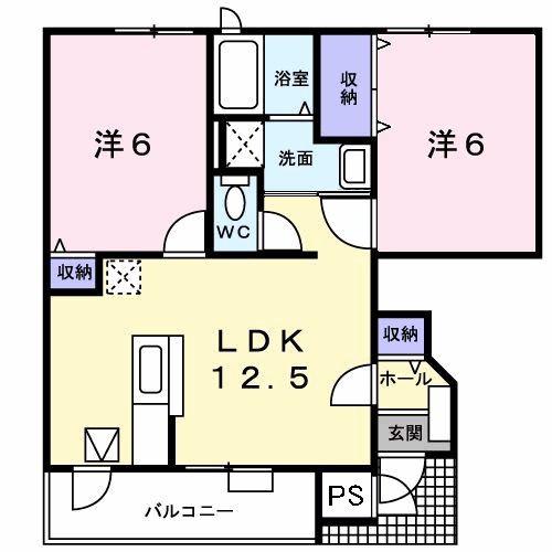 ウィルレジデンスI(2LDK/1階)の間取り写真