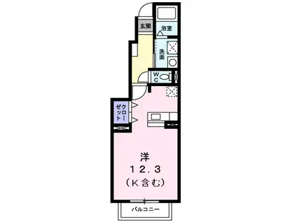 アムール一本木II(ワンルーム/1階)の間取り写真