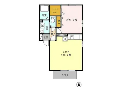 クレールみゆき A棟(1LDK/1階)の間取り写真