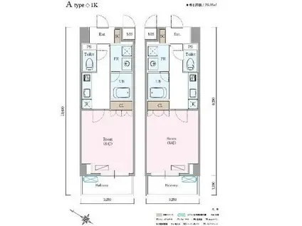 ロイジェントさいたま新都心(1K/2階)の間取り写真