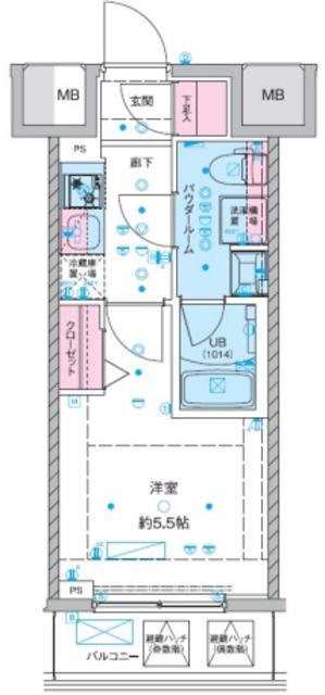 ジェノヴィア西川口III(1K/5階)の間取り写真