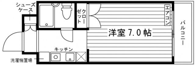 東映相模原学生会館(ワンルーム/6階)の間取り写真