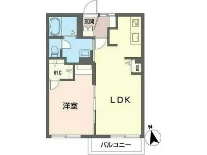 マインズB(1LDK/2階)の間取り写真
