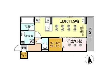 LAZO行橋(1LDK/2階)の間取り写真