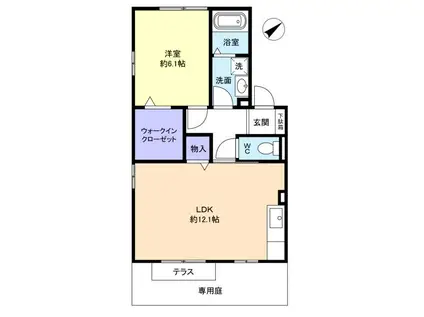 オリーブガーデンC(1LDK/1階)の間取り写真