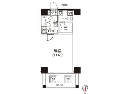 クイズ恵比寿(1K/6階)の間取り写真
