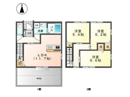 ハピネス美和(3LDK/1階)の間取り写真