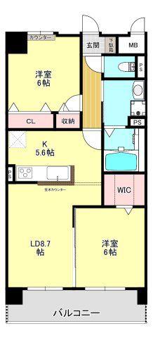 港区当知オーナールーム付マンション(2LDK/2階)の間取り写真
