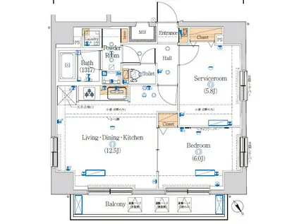 HYS田端IIウエスト(1SLDK/2階)の間取り写真