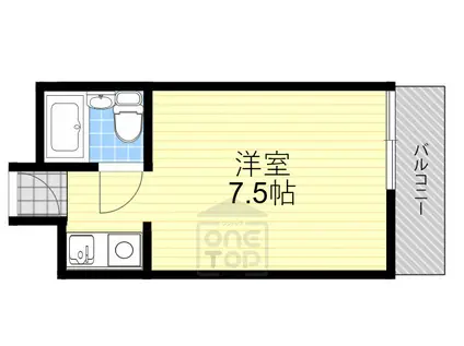 OMレジデンス茨木追手門前(ワンルーム/2階)の間取り写真