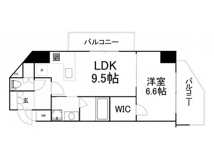 ダイナシティ北浜(1LDK/6階)の間取り写真