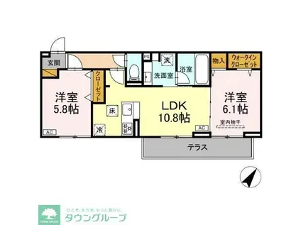 リベラル(2LDK/1階)の間取り写真