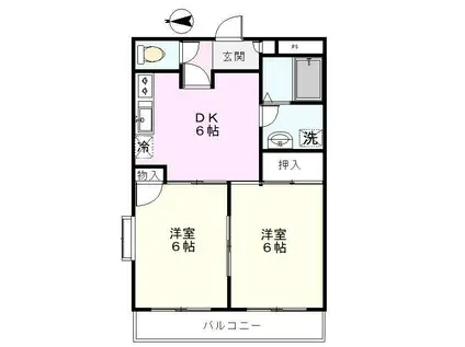 プリムローズ菊名弐番館(2DK/2階)の間取り写真