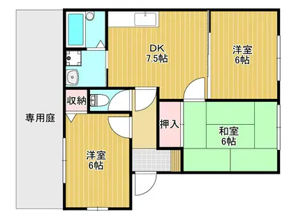さくらろーど八条(3DK/1階)の間取り写真