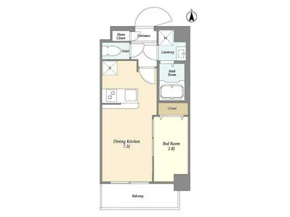 ドゥーエ青砥(1DK/2階)の間取り写真