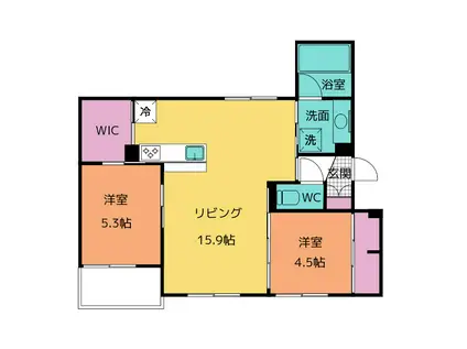 D-CHAMBRE新矢田(2LDK/1階)の間取り写真