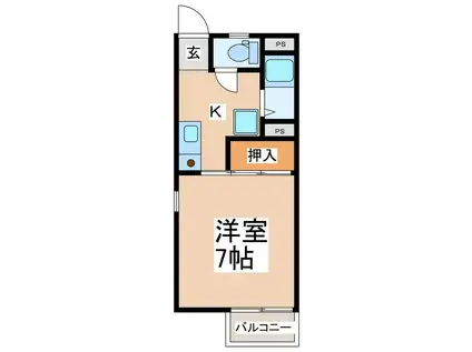 シティーハイツ(1K/2階)の間取り写真