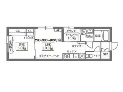COCOCUBE GRANDE学芸大学(1SLDK/3階)の間取り写真