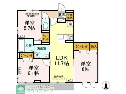 マリンヴィラージュ(3LDK/2階)の間取り写真