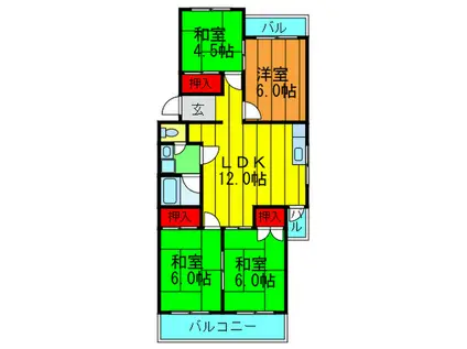 グリーンヒル香里園(4LDK/1階)の間取り写真