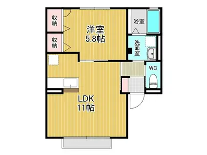 ラ・エスペーロ(1LDK/2階)の間取り写真