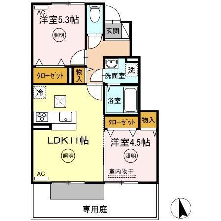 サンシャイン前田 C棟(2LDK/1階)の間取り写真