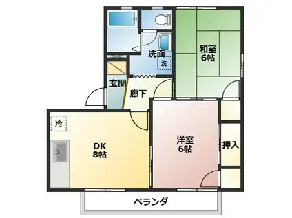 サンシャトー八幡台(2DK/2階)の間取り写真