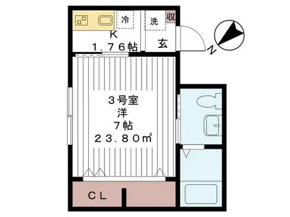 クラックス鎌ヶ谷(1K/1階)の間取り写真