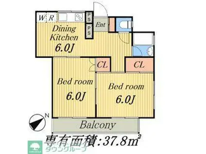 シャトRSA(2DK/4階)の間取り写真