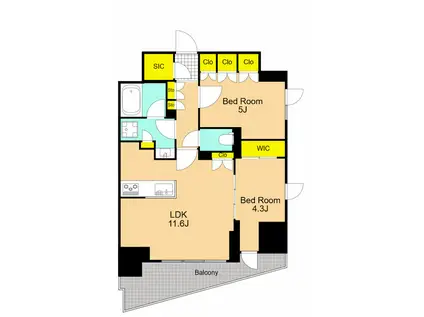 シーズンフラッツ大井町(1SLDK/12階)の間取り写真