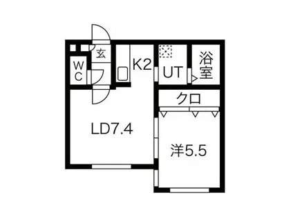 クラリス豊平II(1LDK/4階)の間取り写真