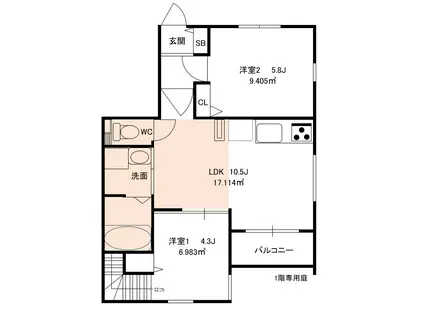 RAMBLASランブラス(2LDK/1階)の間取り写真