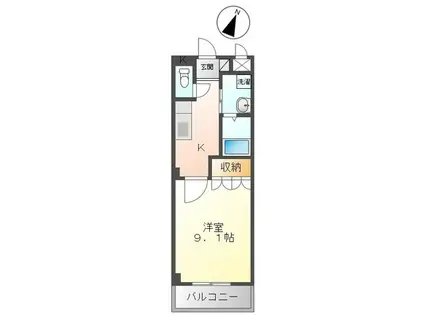 ビエント(1K/2階)の間取り写真