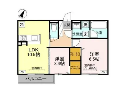 D-GRANDE下轡田(2LDK/1階)の間取り写真