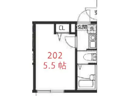 フォンテーヌ(1K/2階)の間取り写真