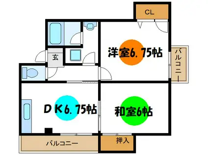 リラ・ピラミゼ(2DK/3階)の間取り写真